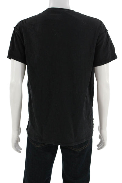 Purple Mens T-Shirt Black 100% Cotton Crew Neck Short Sleeve Size S