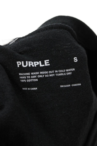 Purple Mens T-Shirt Black 100% Cotton Crew Neck Short Sleeve Size S