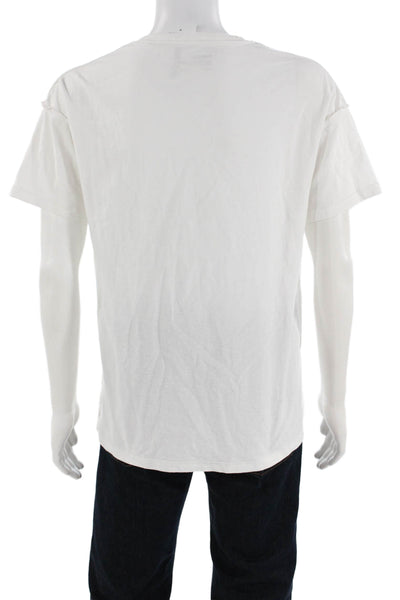 Purple Mens T-Shirt White Cotton Crew Neck Short Sleeve Size S