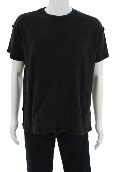 Purple Mens Grunge Black Cotton Crew Neck Short Sleeve T-Shirt Size S