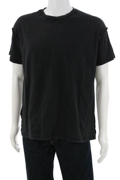 Purple Mens Grunge Black Cotton Crew Neck Short Sleeve T-Shirt Size S