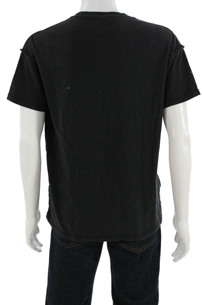 Purple Mens Grunge Black Cotton Crew Neck Short Sleeve T-Shirt Size S