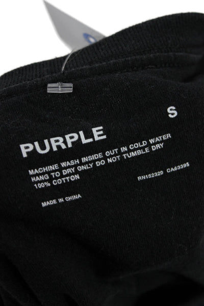 Purple Mens Grunge Black Cotton Crew Neck Short Sleeve T-Shirt Size S