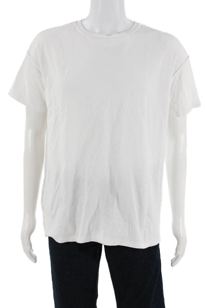 Purple Mens White Cotton Crew Neck Short Sleeve T-Shirt Size S