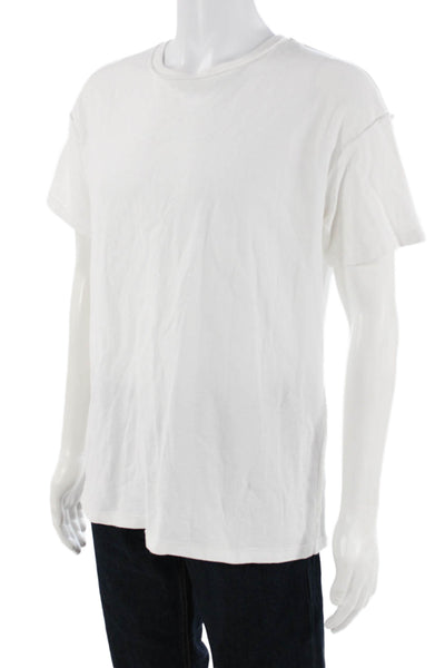 Purple Mens White Cotton Crew Neck Short Sleeve T-Shirt Size S