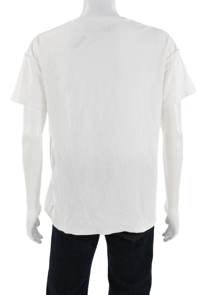 Purple Mens White Cotton Crew Neck Short Sleeve T-Shirt Size S