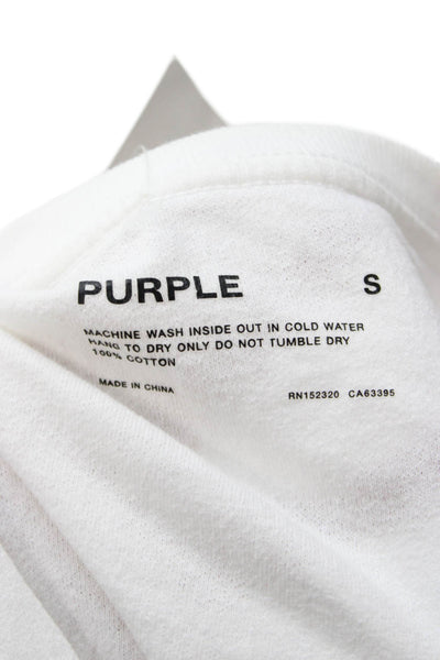 Purple Mens White Cotton Crew Neck Short Sleeve T-Shirt Size S