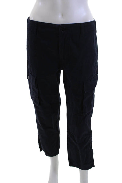 Frame Unisex Cropped Cargo Pants Dark Blue Cotton Button Size 26