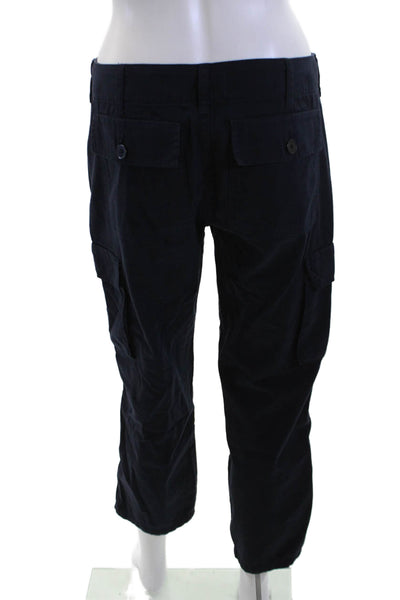 Frame Unisex Cropped Cargo Pants Dark Blue Cotton Button Size 26