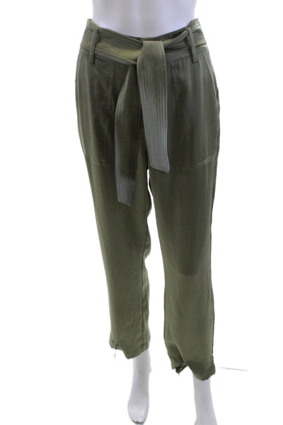 Ramy Brook Womens Ankle Jogger Pants Army Green Drawstring Polyester Size 2