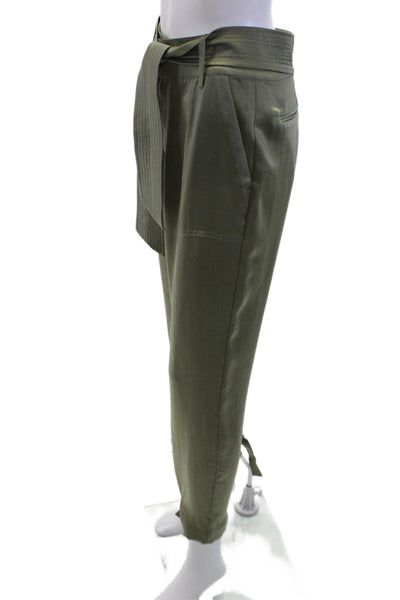 Ramy Brook Womens Ankle Jogger Pants Army Green Drawstring Polyester Size 2