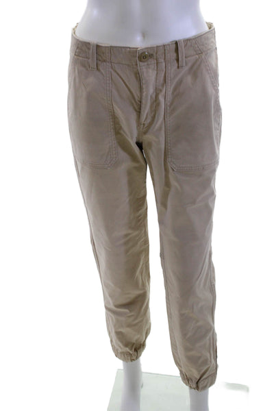 Banana Republic Womens Cropped Jogger Khakis Beige Button Size 4
