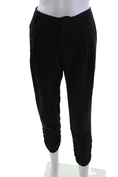 Parker Women Cropped Harem Silk Pants Black Button Inseam 24 Size 2