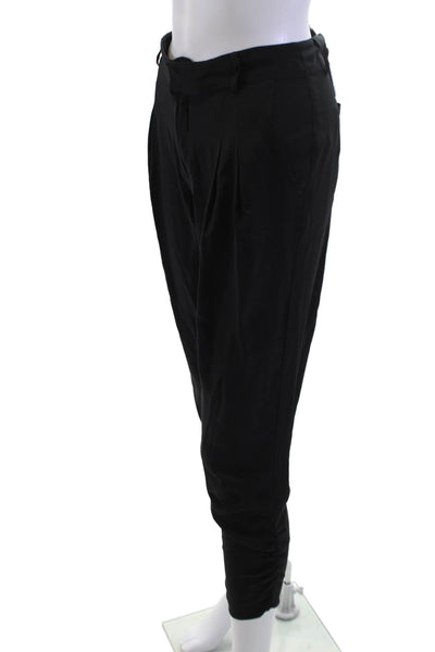 Parker Women Cropped Harem Silk Pants Black Button Inseam 24 Size 2
