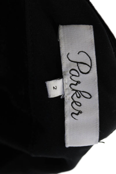 Parker Women Cropped Harem Silk Pants Black Button Inseam 24 Size 2