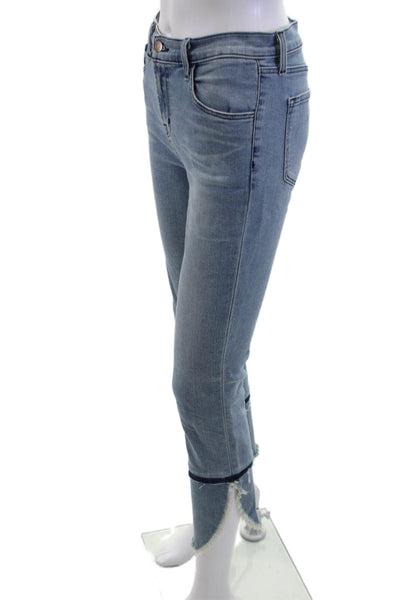 J Brand Womens Cropped Skinny Jeans Blue Mid Rise Button 25 Inseam Size 24