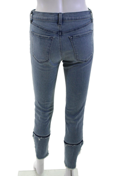 J Brand Womens Cropped Skinny Jeans Blue Mid Rise Button 25 Inseam Size 24