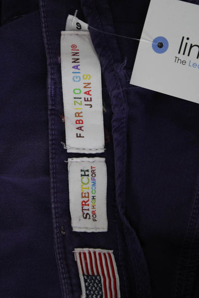 Fabrizio Gianni Jeans Women Chino Pants Purple Button 34 Inseam Size 6