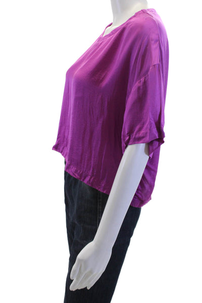 Stillwater Womens Cropped Purple Viscose Bohemian Blouse Size XS