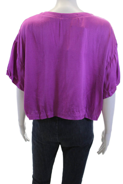 Stillwater Womens Cropped Purple Viscose Bohemian Blouse Size XS