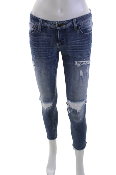 Eunina Women Ankle Skinny Jeans Blue Low Rise Grunge Size 1