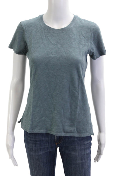 ATM Womens Basic T-Shirt Blue Crew Neck Short Sleeve 100% Cotton Size XS