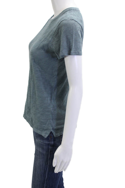 ATM Womens Basic T-Shirt Blue Crew Neck Short Sleeve 100% Cotton Size XS