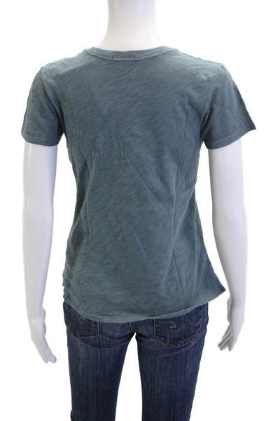 ATM Womens Basic T-Shirt Blue Crew Neck Short Sleeve 100% Cotton Size XS