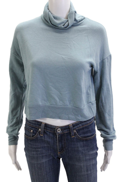Beyond Yoga Womens Pullover Sweatshirt Light Blue Mock Neck Long Sleeve Size XS