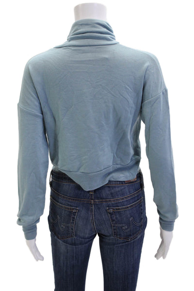 Beyond Yoga Womens Pullover Sweatshirt Light Blue Mock Neck Long Sleeve Size XS