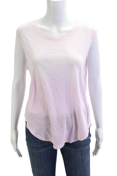 Raquel Allegra Womens Sleeveless Crewneck Jersey T Shirt Pink Cotton Size 1
