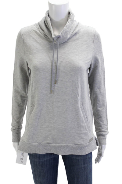 Noel Asmar Women Pullover Sweatshirt Gray High Neck Long Sleeve Size XS
