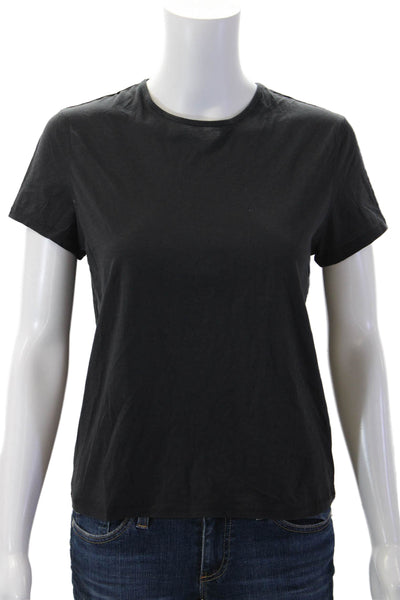Nicole Farhi Womens Basic Black Cotton Crew Neck Short Sleeve T-Shirt Size M
