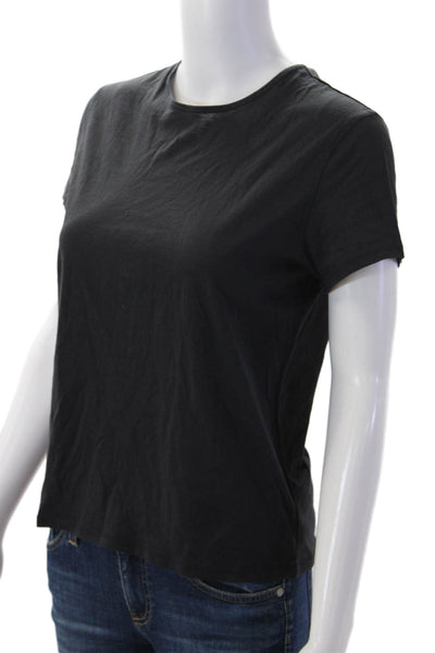 Nicole Farhi Womens Basic Black Cotton Crew Neck Short Sleeve T-Shirt Size M