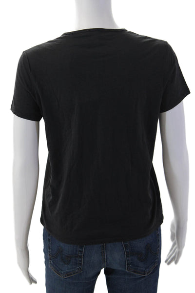 Nicole Farhi Womens Basic Black Cotton Crew Neck Short Sleeve T-Shirt Size M