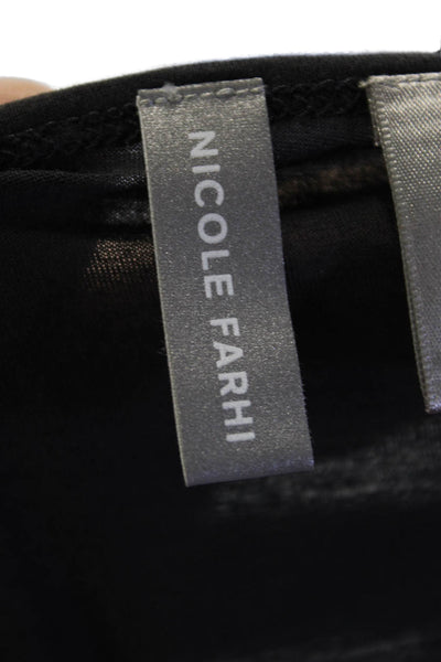 Nicole Farhi Womens Basic Black Cotton Crew Neck Short Sleeve T-Shirt Size M