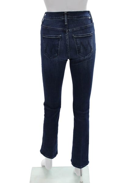 Mother Women Dark Blue Cropped Straight Mid Rise Jeans Inseam 28 Size 24