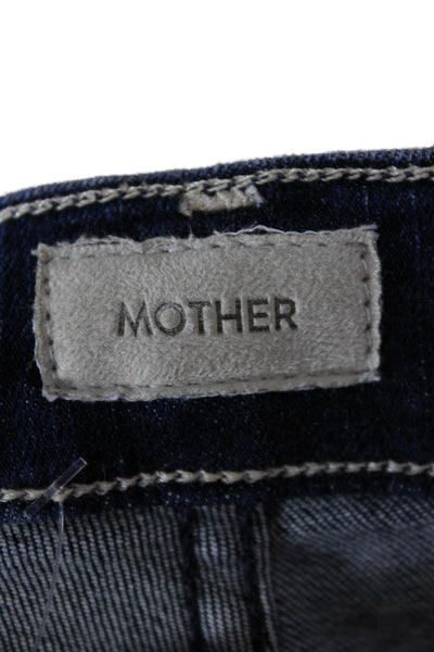Mother Women Dark Blue Cropped Straight Mid Rise Jeans Inseam 28 Size 24