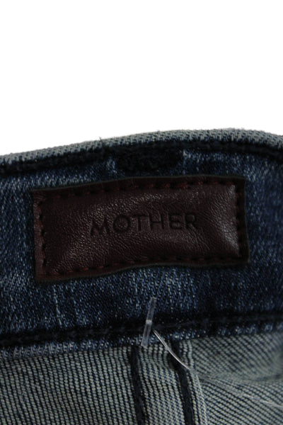 Mother Womens Cropped Straight Ankle Jeans Dark Blue Size 24