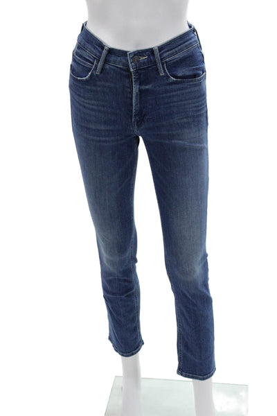 Mother Womens Ankle Cropped Skinny Jeans Blue Mid Rise Size 24