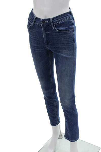 Mother Womens Ankle Cropped Skinny Jeans Blue Mid Rise Size 24