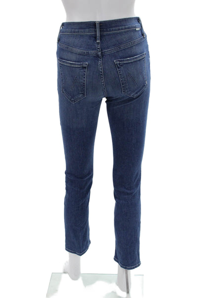 Mother Womens Ankle Cropped Skinny Jeans Blue Mid Rise Size 24