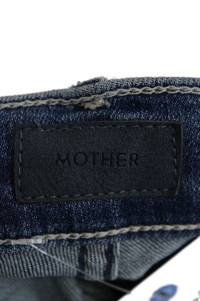 Mother Womens Ankle Cropped Skinny Jeans Blue Mid Rise Size 24