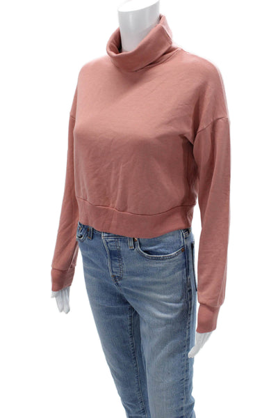 Beyond Yoga Women Cropped Turtleneck Hoodie Pink Size XS
