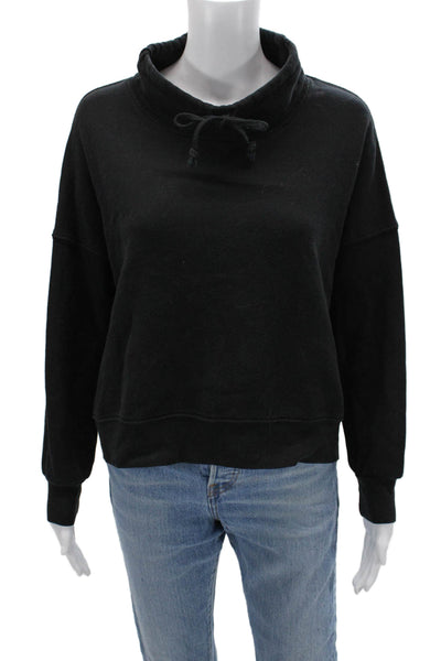 Xirena Womens Pullover Sweatshirt Black Mockneck Drawstring Long Sleeve Size XS