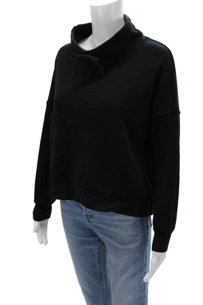 Xirena Womens Pullover Sweatshirt Black Mockneck Drawstring Long Sleeve Size XS