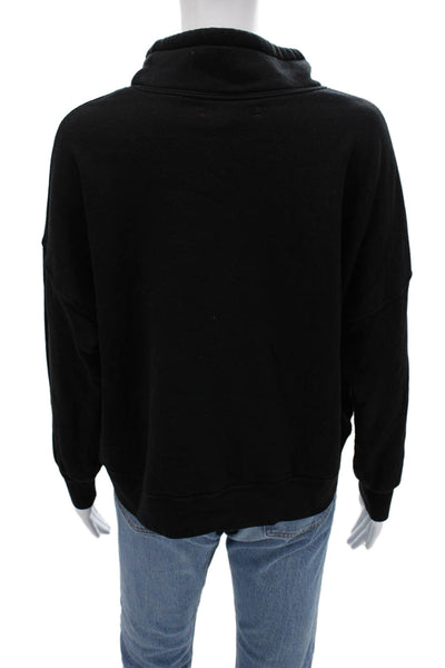 Xirena Womens Pullover Sweatshirt Black Mockneck Drawstring Long Sleeve Size XS
