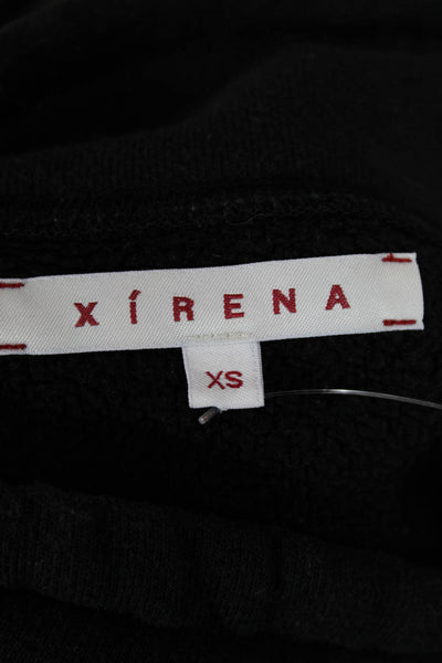 Xirena Womens Pullover Sweatshirt Black Mockneck Drawstring Long Sleeve Size XS