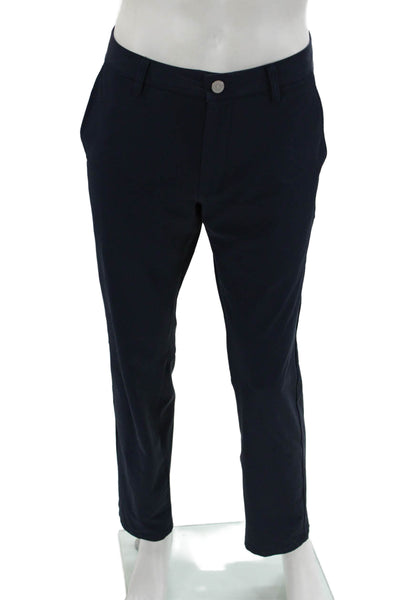 Bonobos Mens Chino Pants Dark Blue Polyester Blend Button Size 32