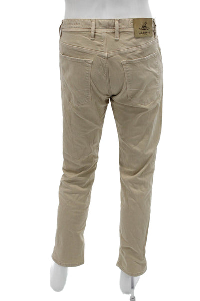 Alberto Mens Beige Chinos Cotton Stretch Button Size 34